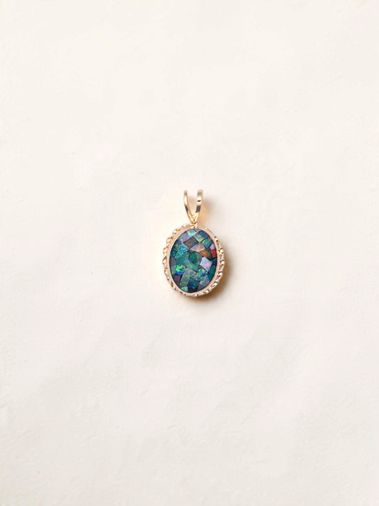 14k Blue Oval Pendant