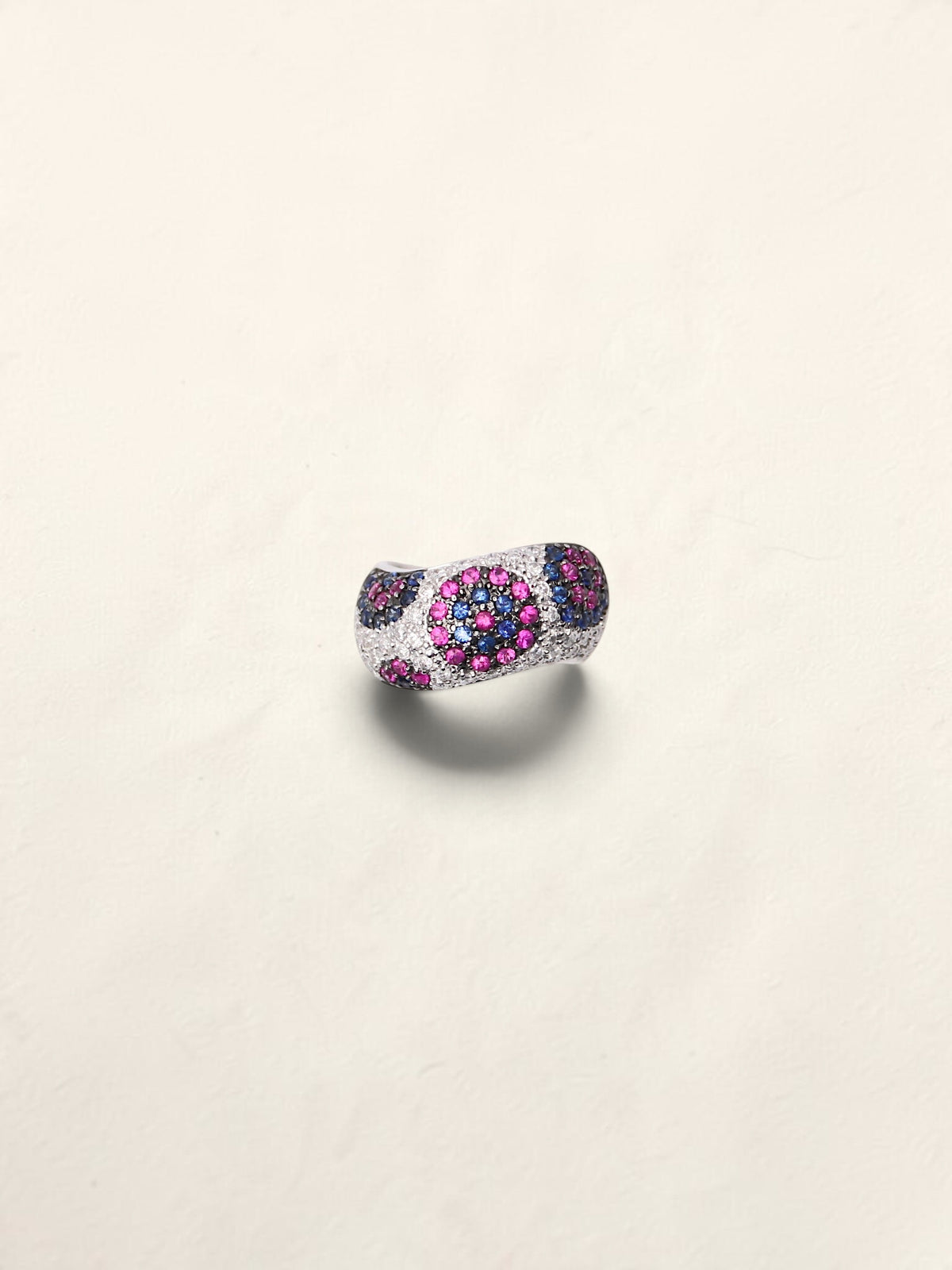 18K Pink and Blue Sapphire Diamond Ring