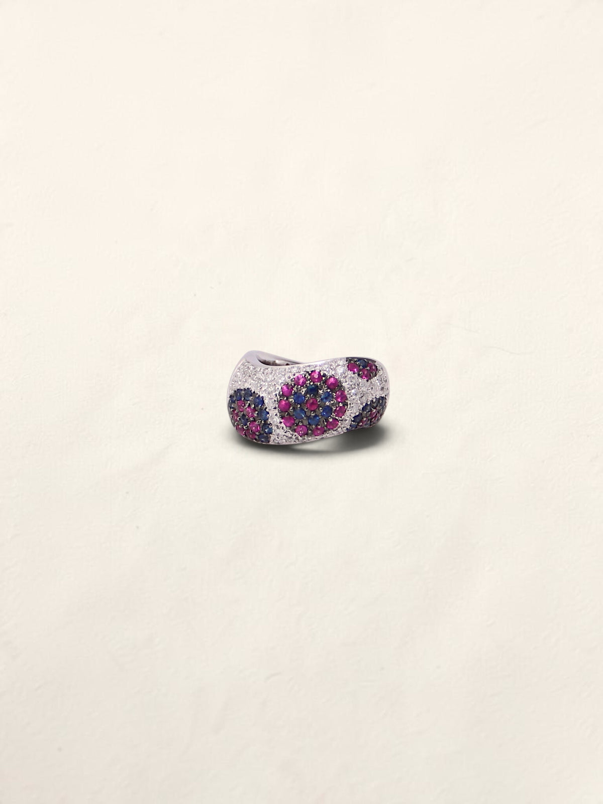 18K Pink and Blue Sapphire Diamond Ring
