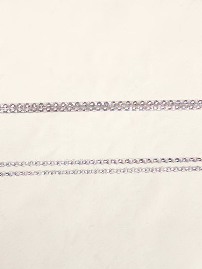 14K Two Tone Double Link Diamond Heart Pendant Necklace
