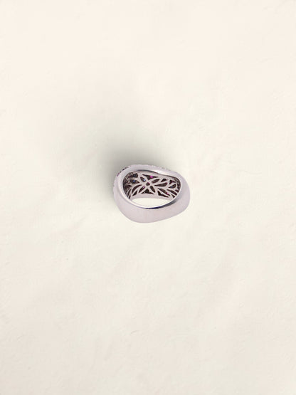 18K Pink and Blue Sapphire Diamond Ring