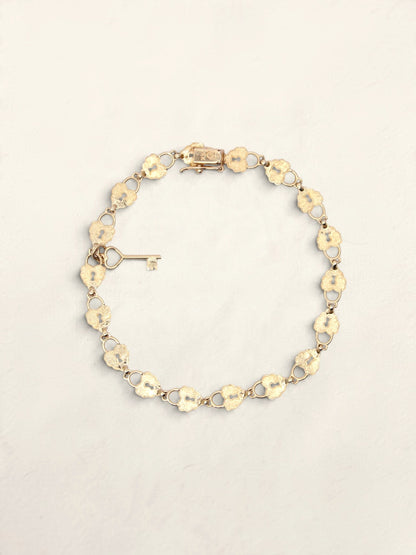 14K Yellow Gold Heart Lock and Key Bracelet