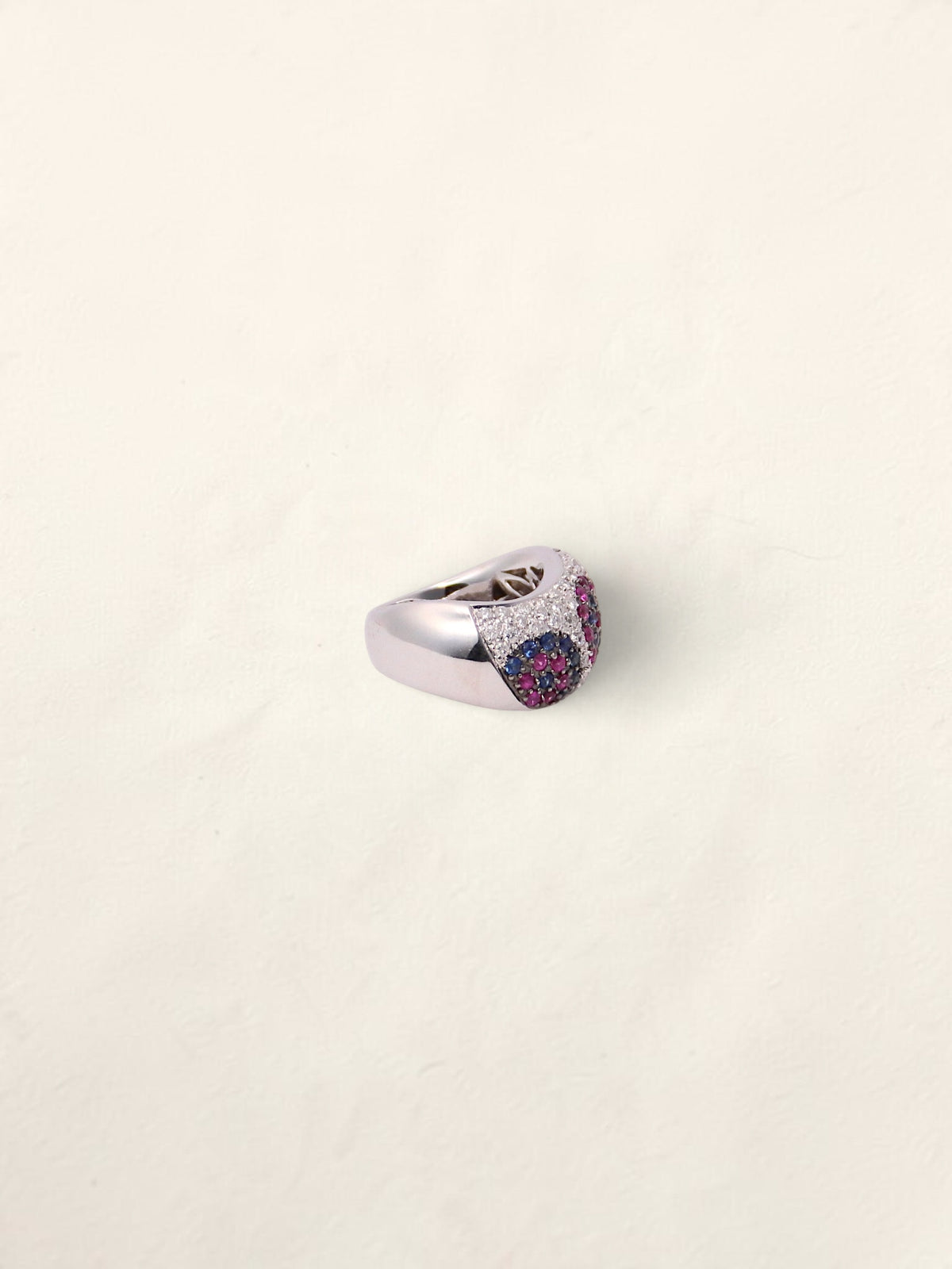 18K Pink and Blue Sapphire Diamond Ring