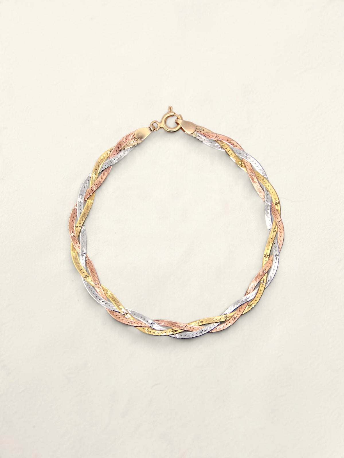 14K Tri-Tone Braided Bracelet