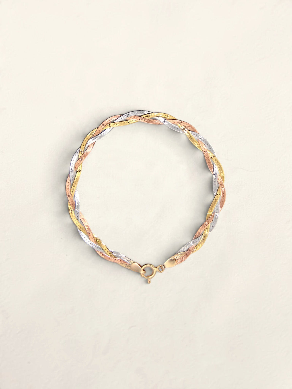 14K Tri-Tone Braided Bracelet