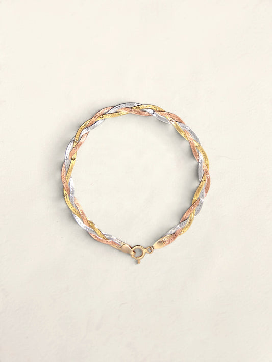 14K Tri-Tone Braided Bracelet