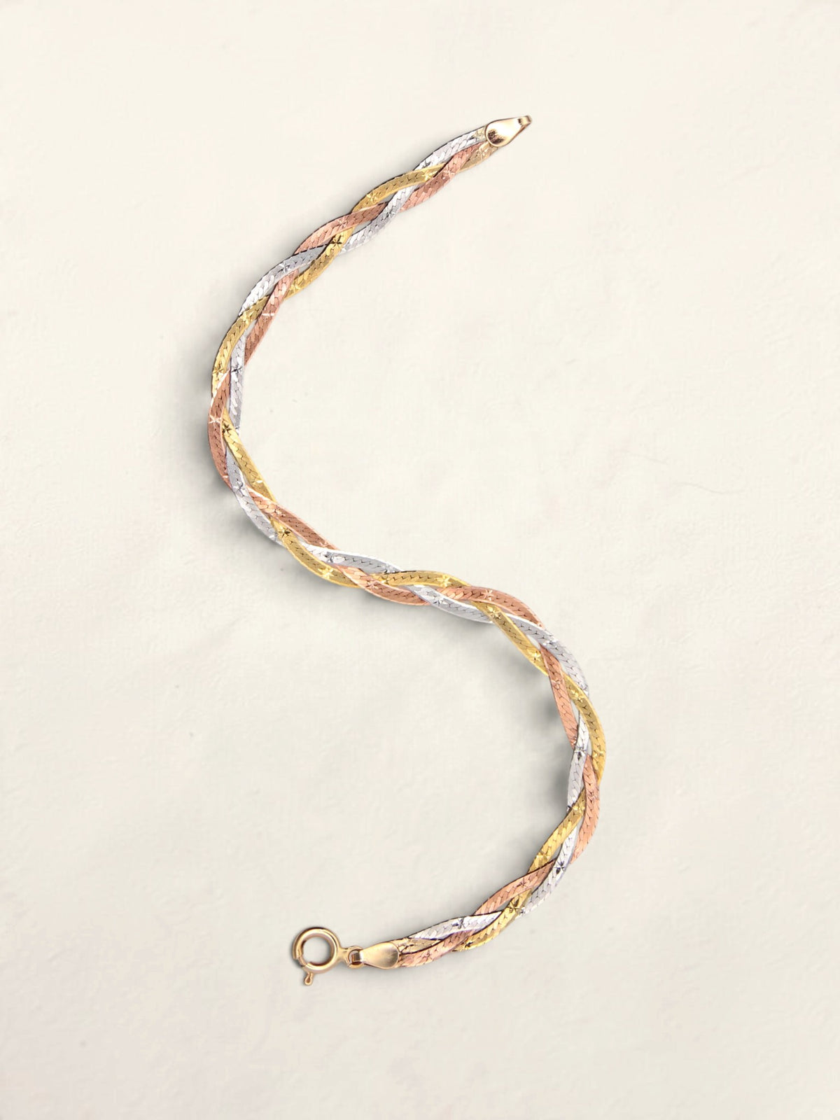 14K Tri-Tone Braided Bracelet
