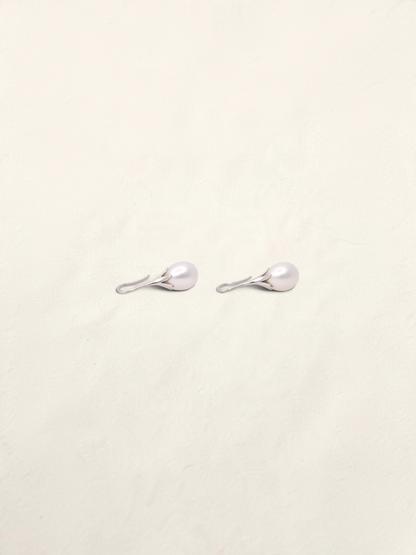 Zafrah 14K white gold drop earrings featuring elegant cultured pearls in a minimalist setting