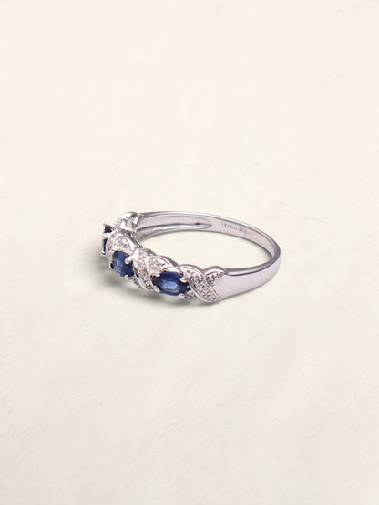 14k White Gold Sapphire & Diamond Band