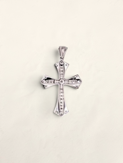 Zafrah 10k white gold cross pendant featuring 0.31ctw round diamonds in a polished metal finish