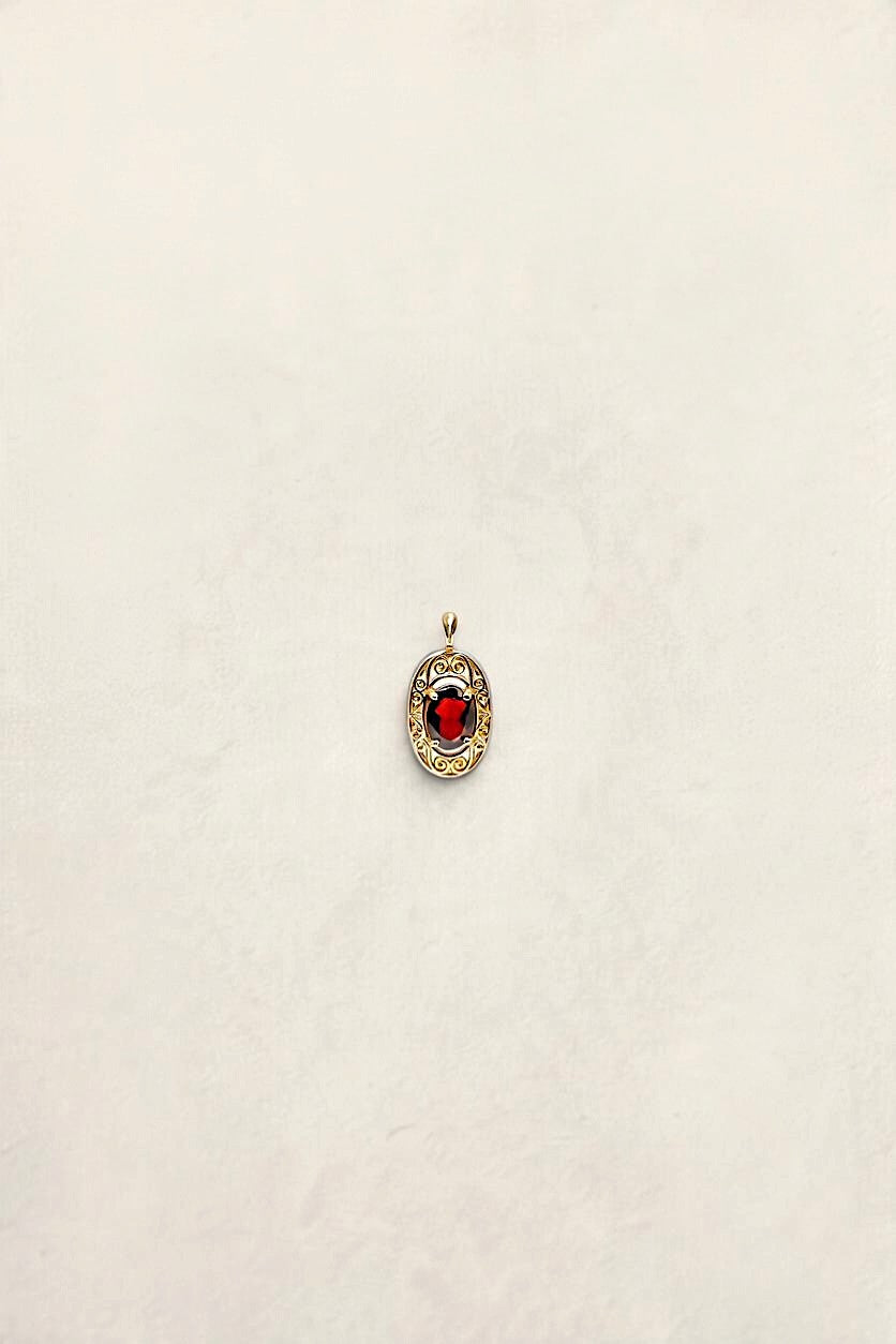 14K Yellow Gold Garnet Pendant