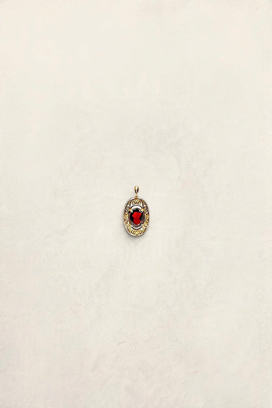 14K Yellow Gold Garnet Pendant