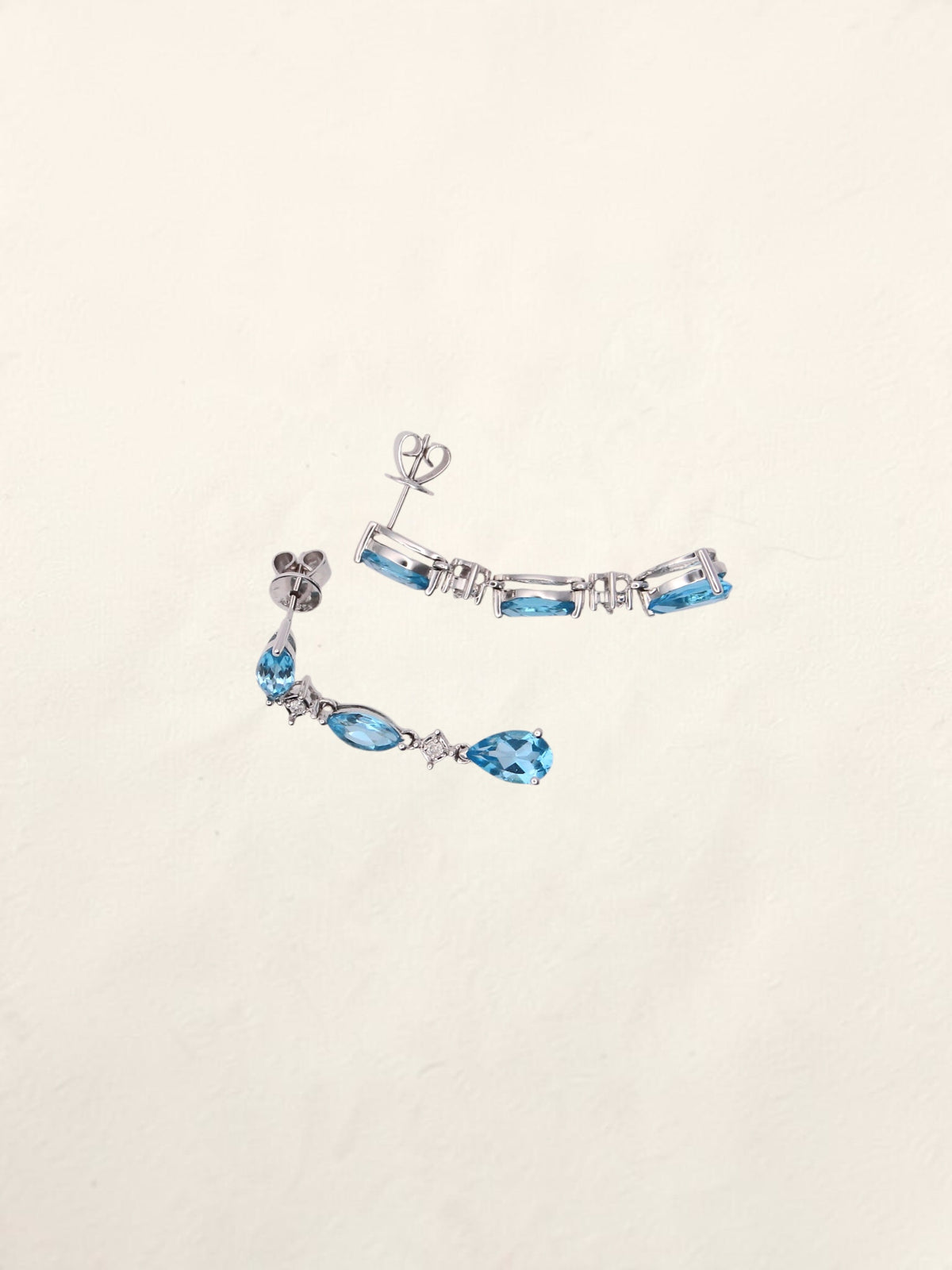 10K White Gold Blue Topaz and Diamond Earrings