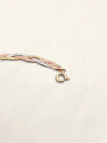 14K Tri-Tone Braided Bracelet