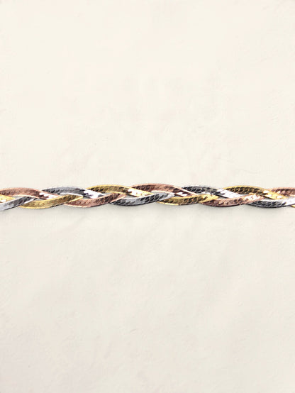 14K Tri-Tone Braided Bracelet