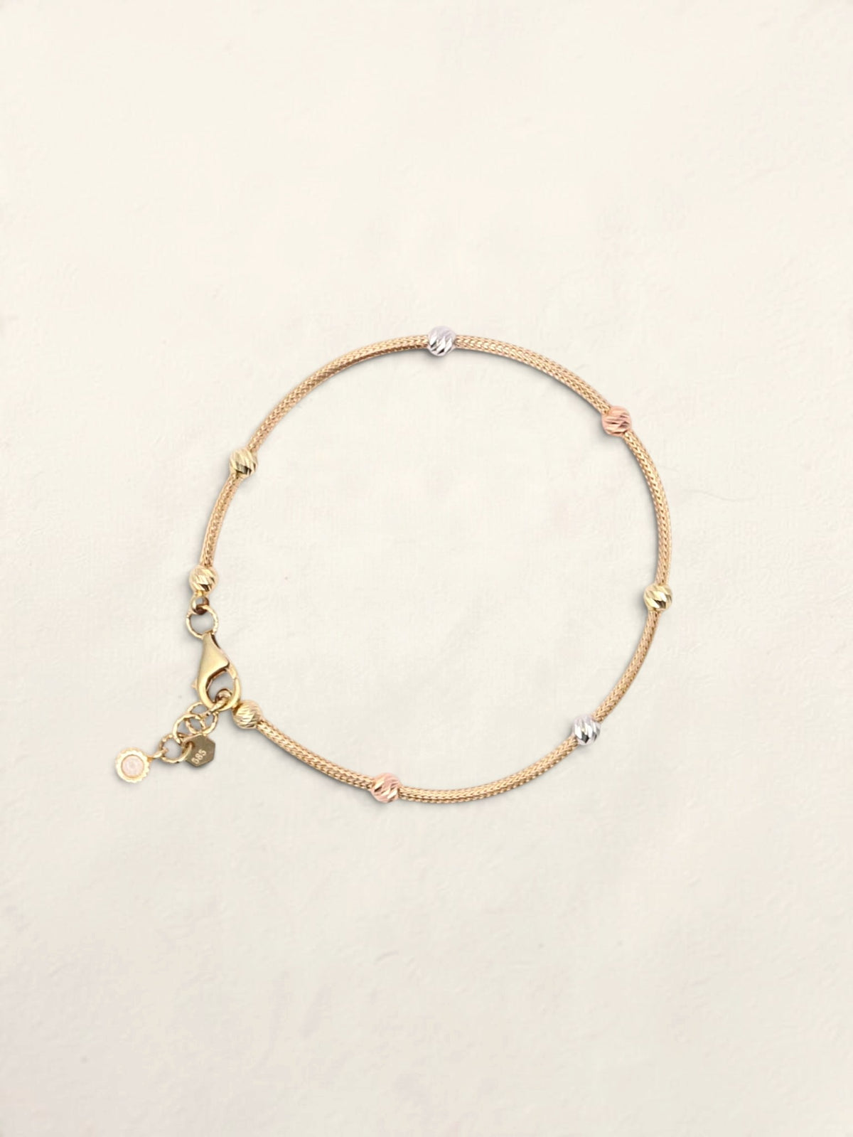 14K Tri-Tone Beaded Bracelet