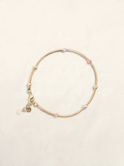 14K Tri-Tone Beaded Bracelet