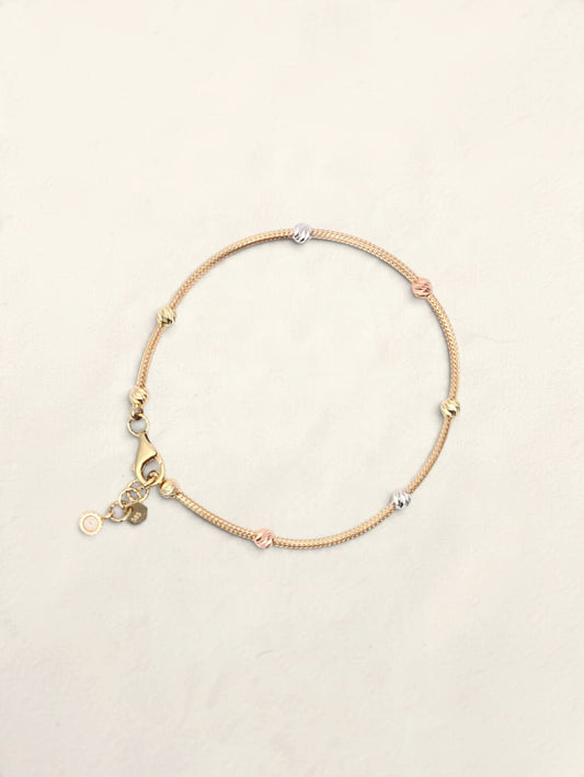 14K Tri-Tone Beaded Bracelet