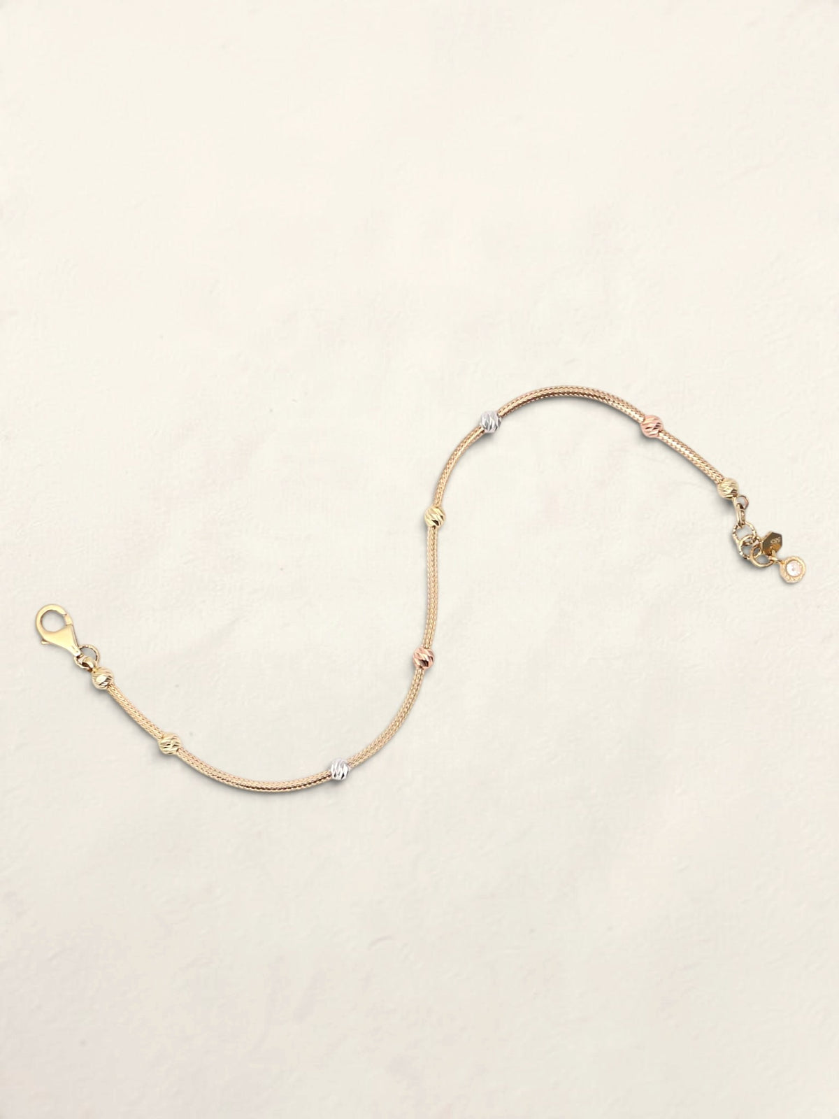 14K Tri-Tone Beaded Bracelet