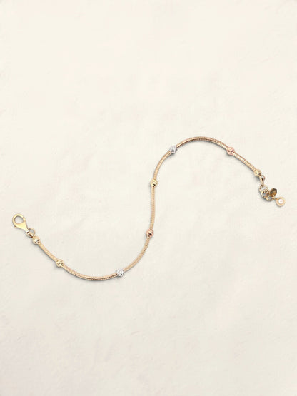 14K Tri-Tone Beaded Bracelet