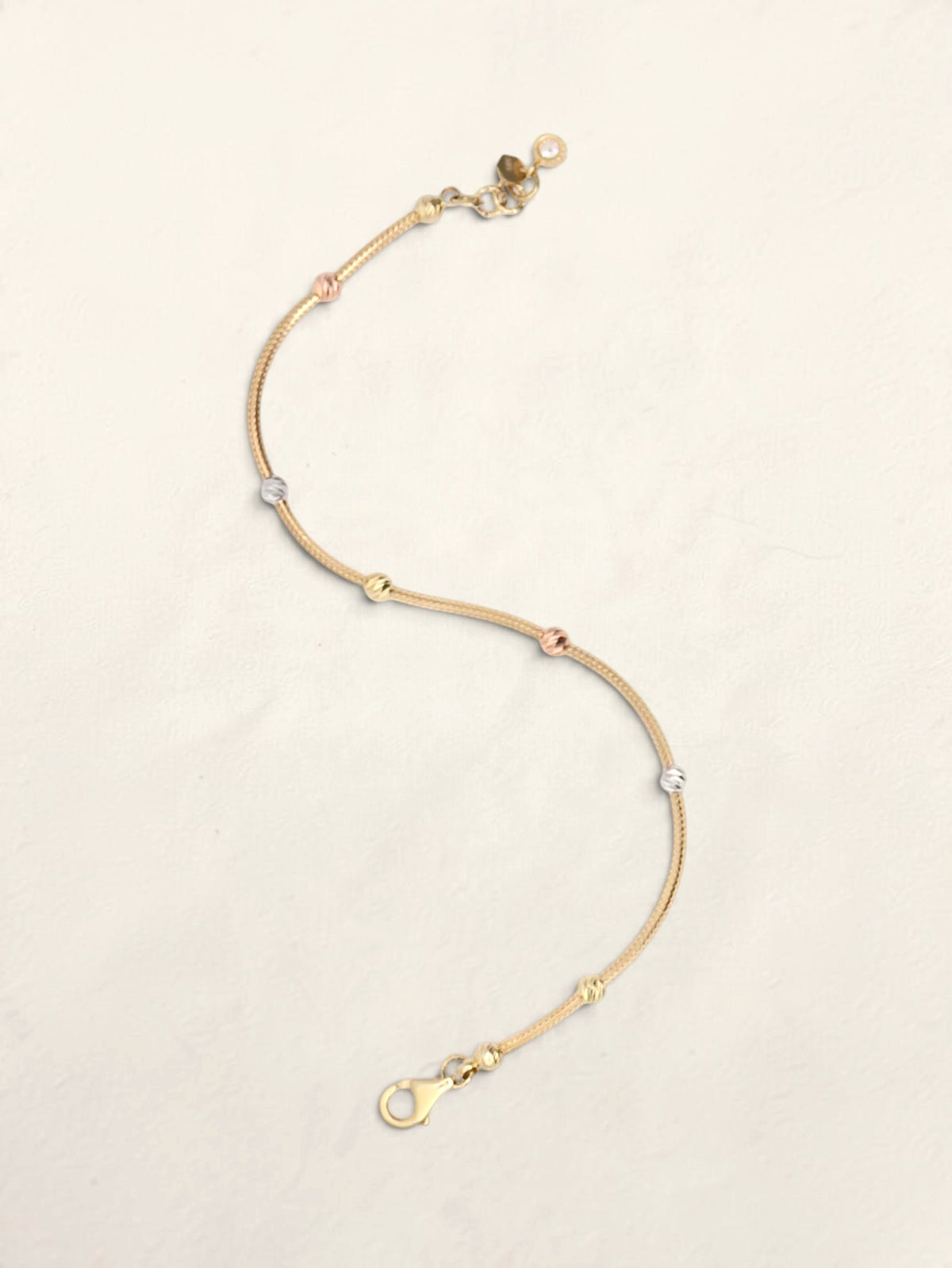 14K Tri-Tone Beaded Bracelet