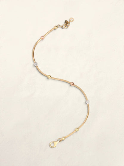 14K Tri-Tone Beaded Bracelet