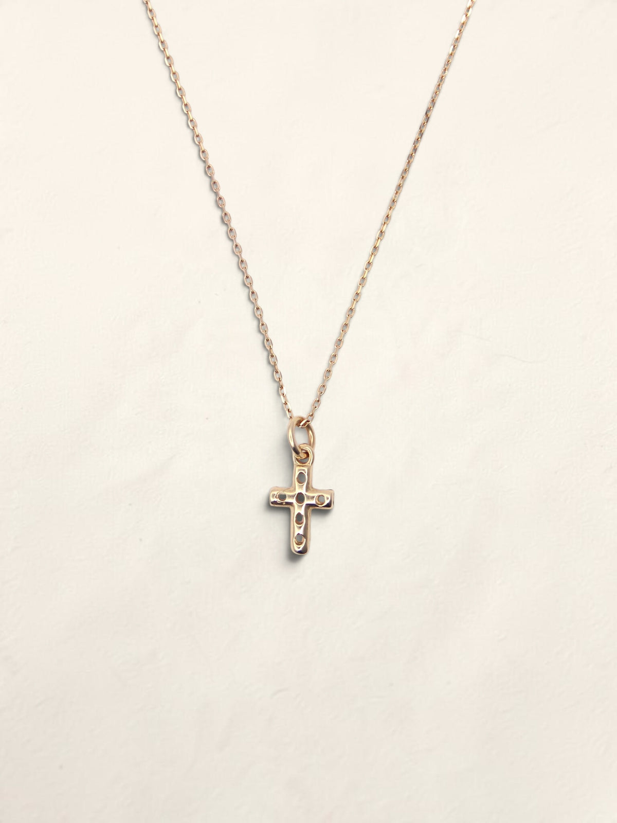 14K Yellow Gold Mini Opal Cross Pendant Necklace