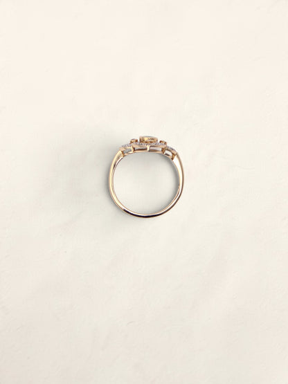 14K Yellow Gold Antique Emerald and Diamond Ring