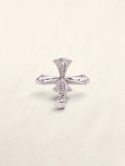 Zafrah 10k white gold cross pendant featuring 0.31ctw round diamonds on a polished metallic surface
