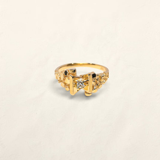 14K Yellow Gold Nugget Diamond Ring