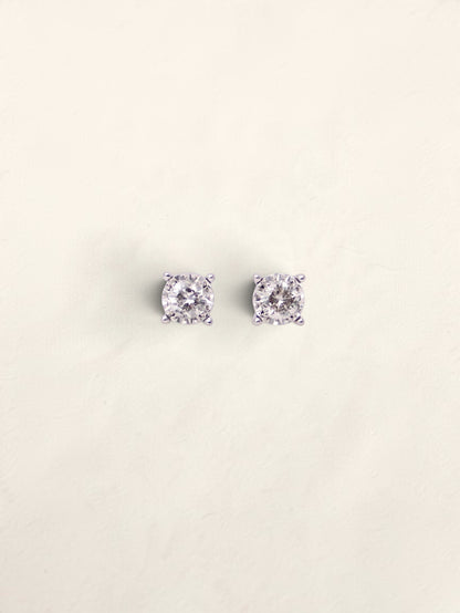 10K White Gold Round Diamond Studs