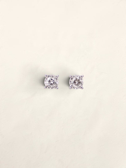 10K White Gold Round Diamond Studs