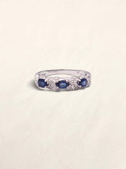 14k White Gold Sapphire & Diamond Band
