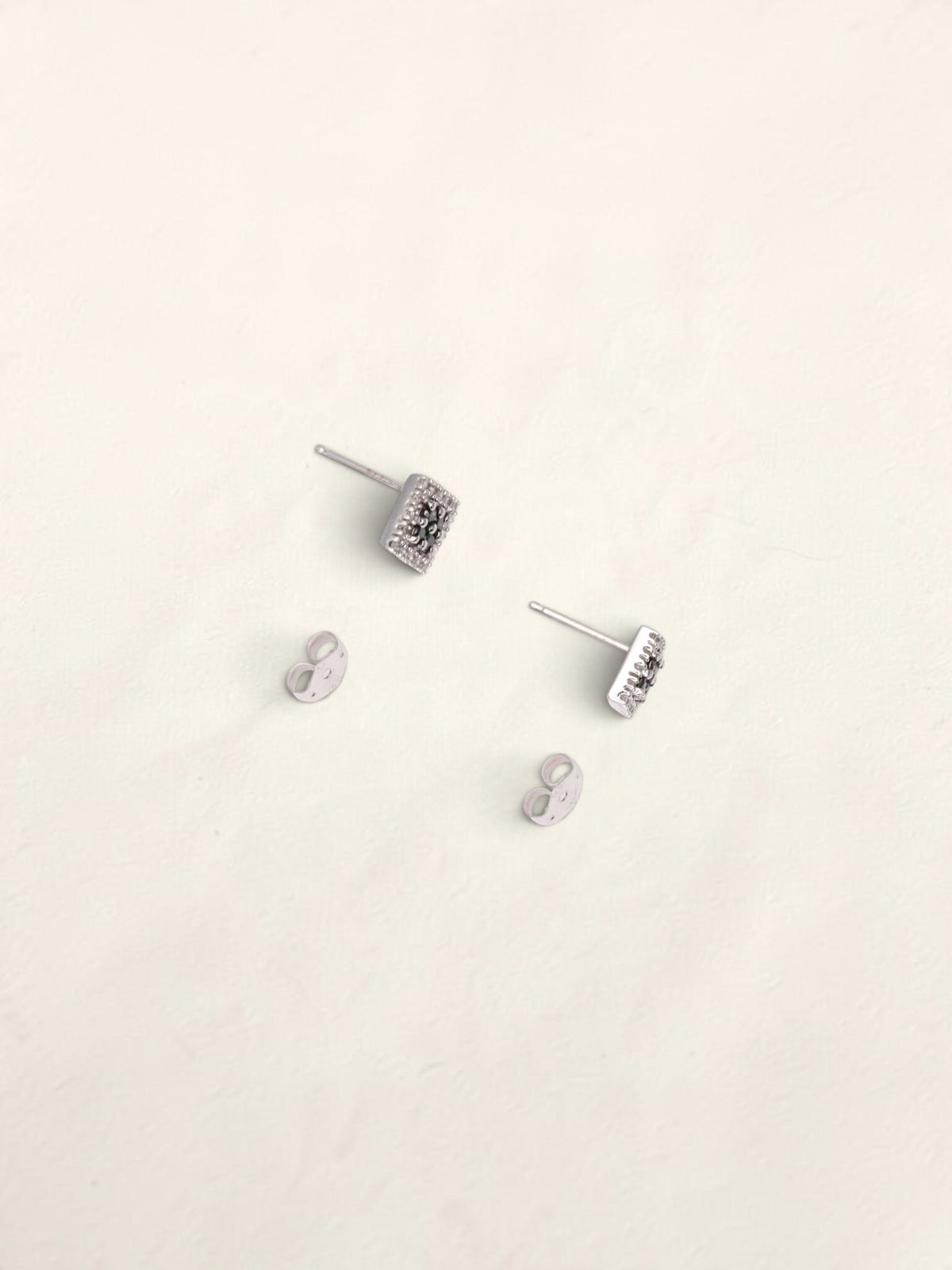 14K White Gold Black and White Diamond Earrings