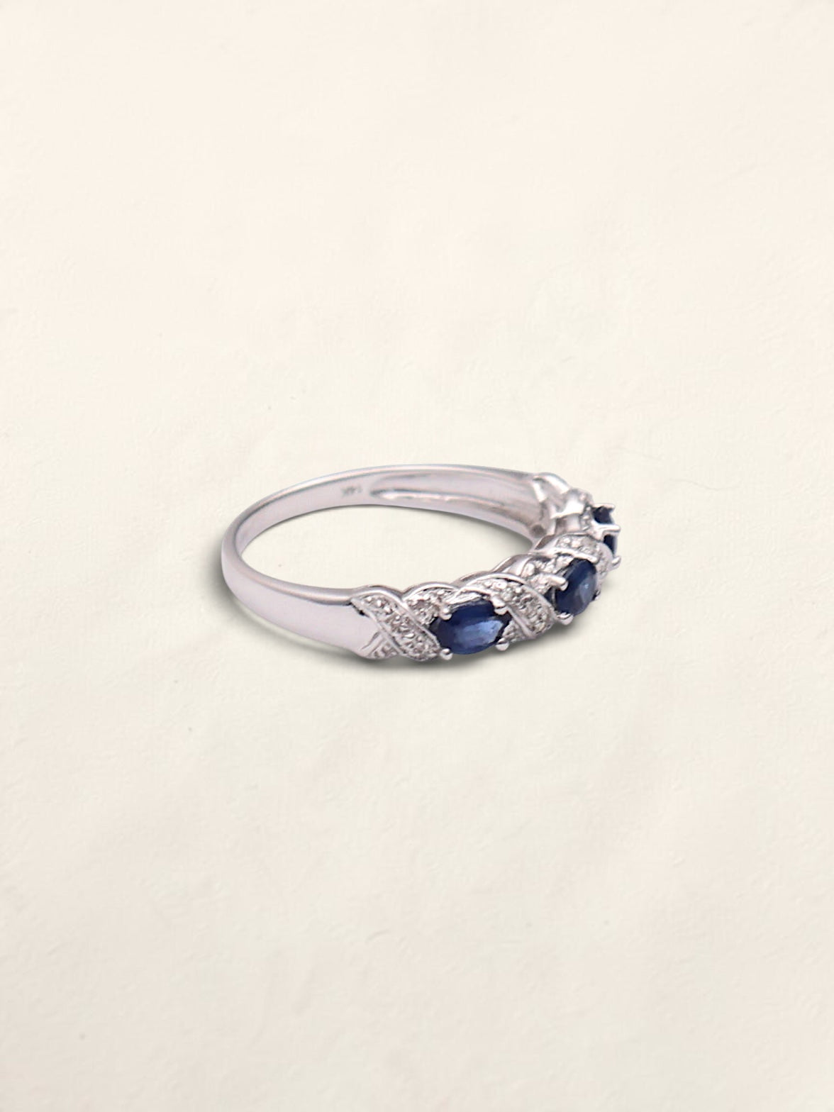 14k White Gold Sapphire & Diamond Band