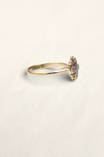 14K Yellow Gold Diamond Cross Ring
