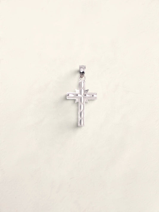 14K White Gold Small Cross Pendant