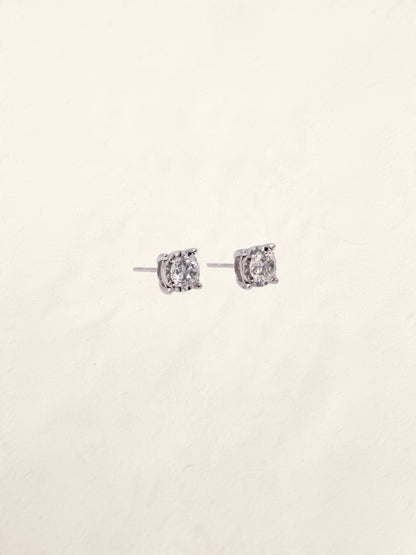 10K White Gold Round Diamond Studs