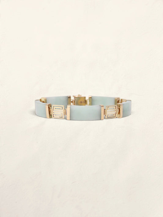 14K Yellow Gold Jade Station Bracelet
