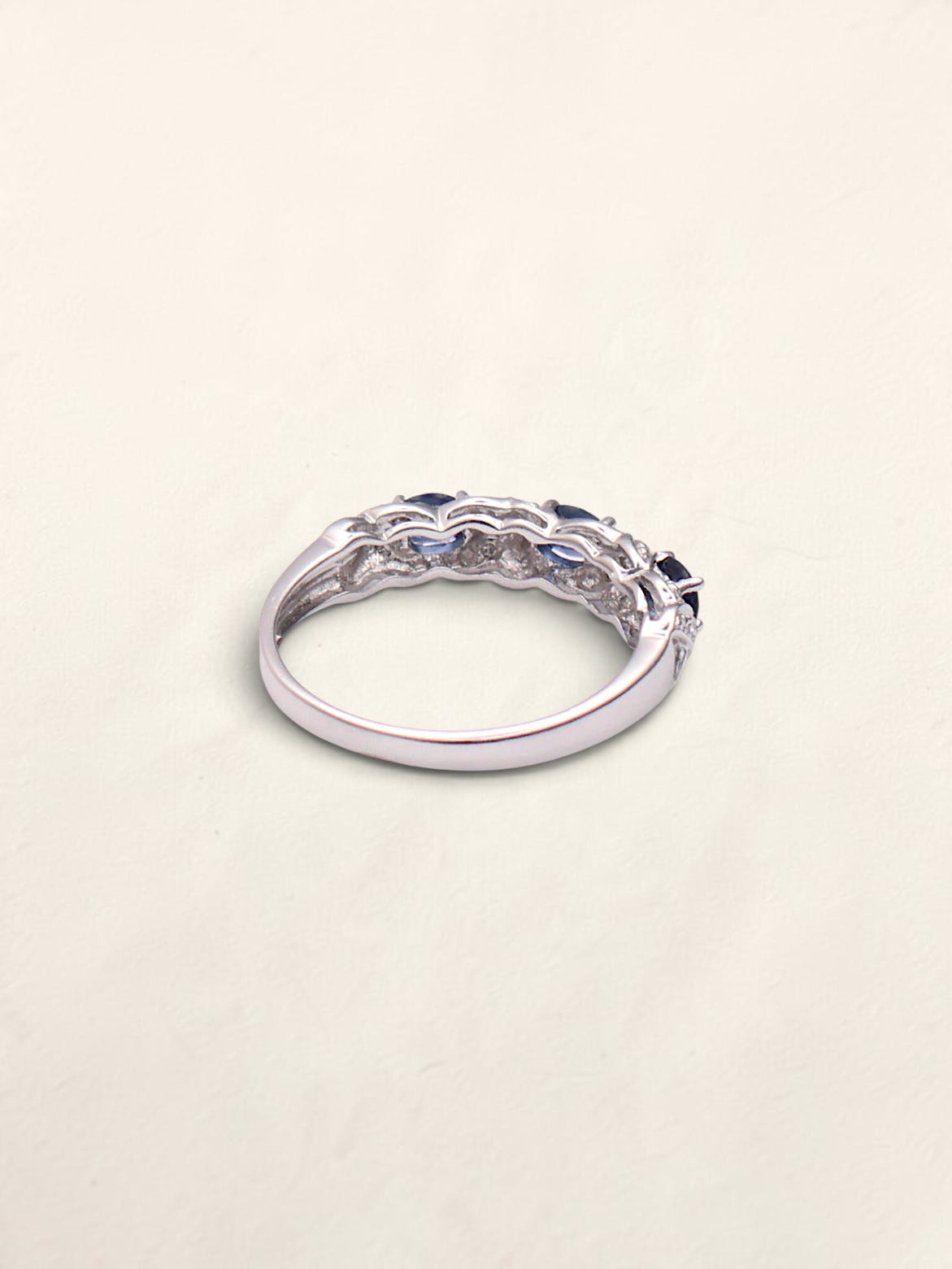 14k White Gold Sapphire & Diamond Band