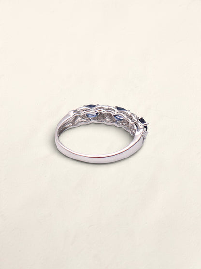 14k White Gold Sapphire & Diamond Band