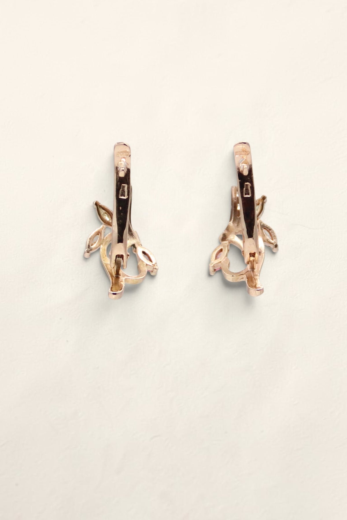 14K Rose Gold Multicolored Glass Earrings