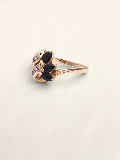 14k Diamond Onyx Ring