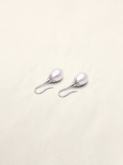 Zafrah 14K white gold drop earrings featuring elegant cultured pearls in a delicate prong setting