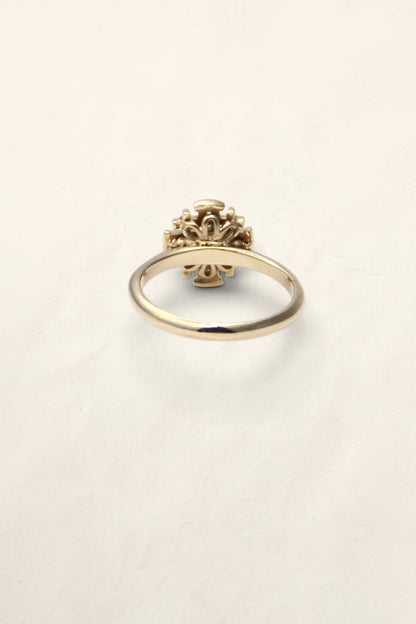14K Yellow Gold Diamond Cross Ring