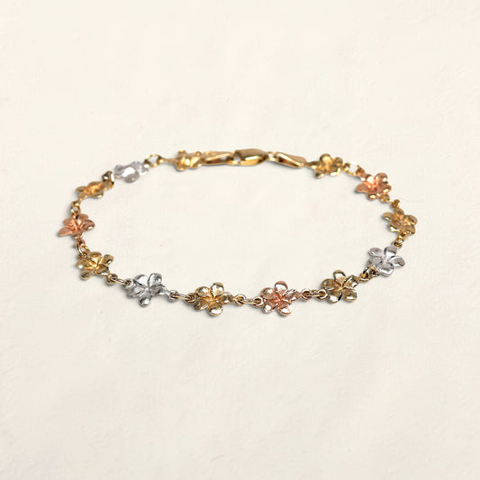 14K Tri-Tone Flower Bracelet