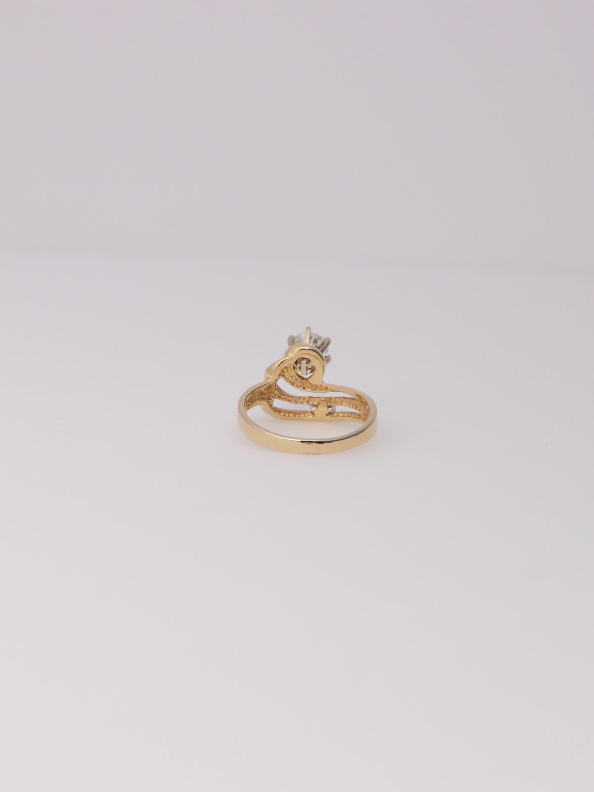 14K Gold Ring with Round and Emerald Diamonds