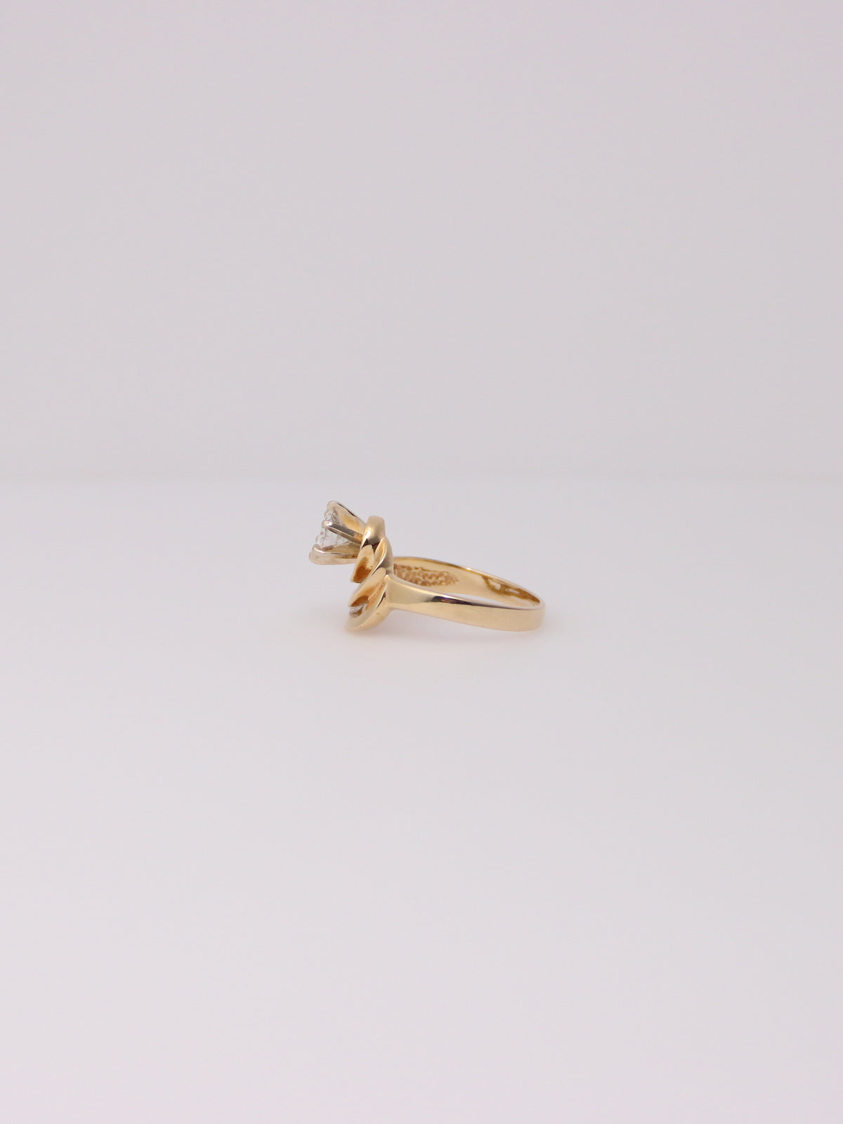 14K Gold Ring with Round and Emerald Diamonds