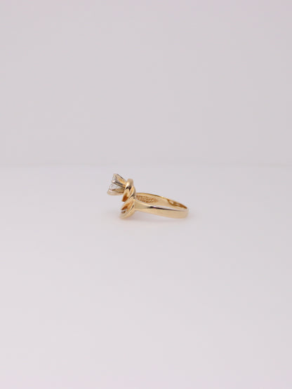 14K Gold Ring with Round and Emerald Diamonds