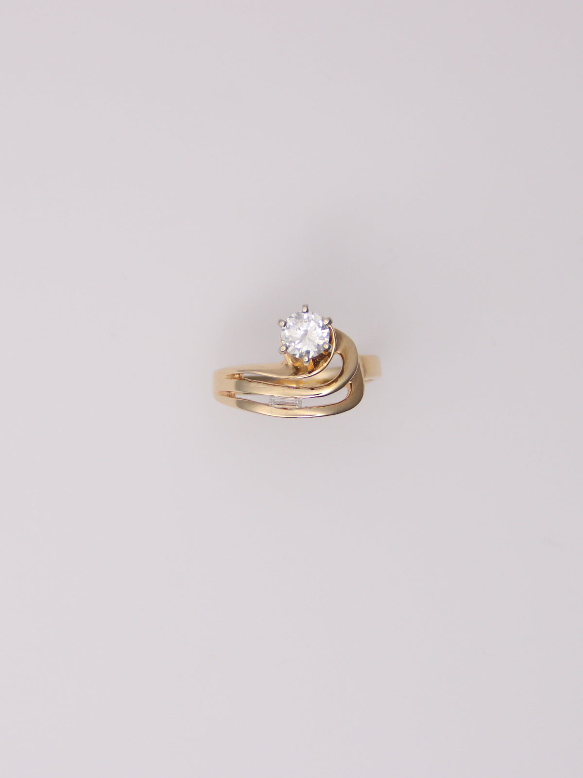 14K Gold Ring with Round and Emerald Diamonds